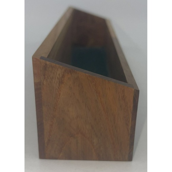Vtg Walnut Desktop Letter Card Holder Larry Allen Signed Beautiful Wood Grain - Picture 1 of 11